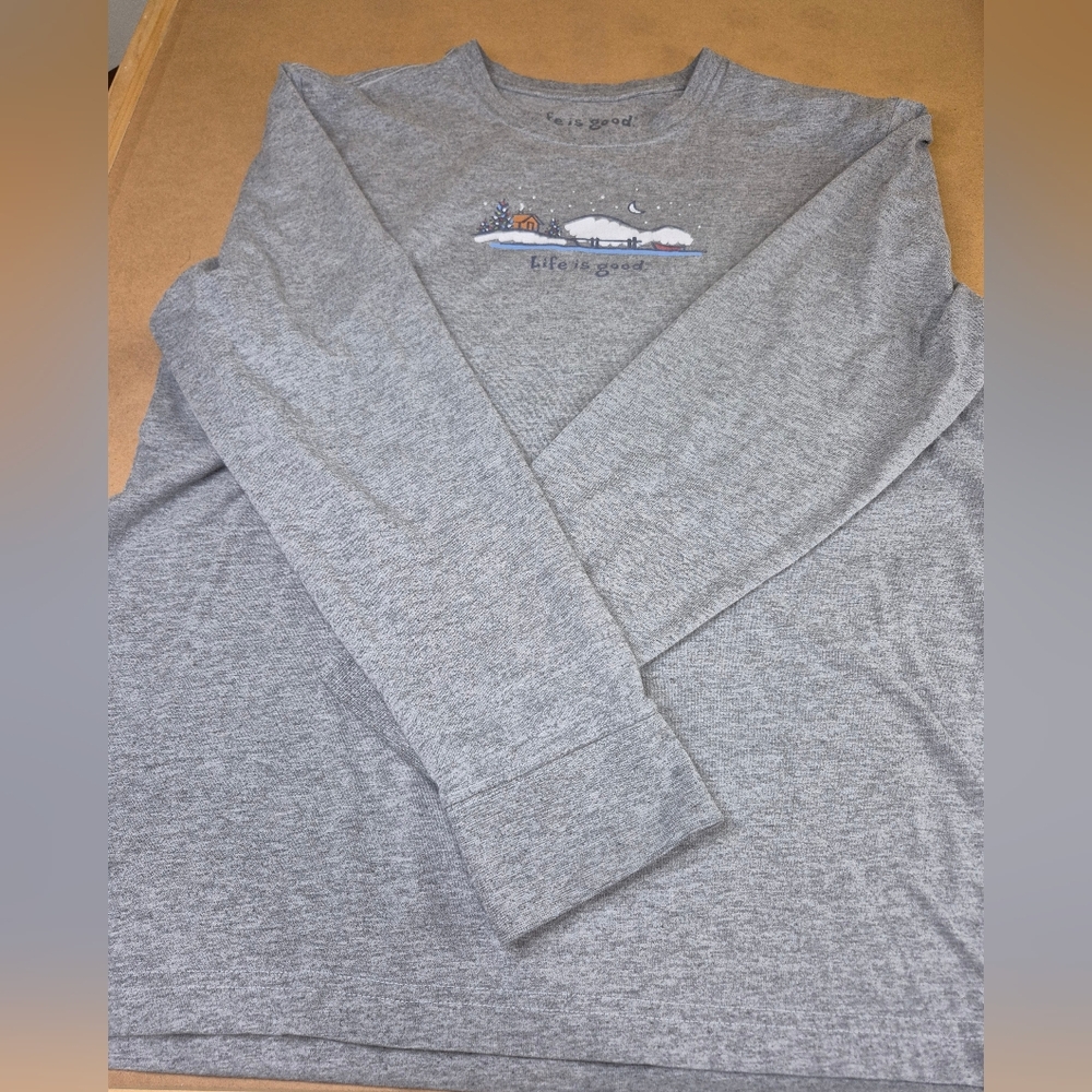 Life Is Good Gray Long Sleeve Christmas Themed Tee 1320/525 - Picture 3 of 8
